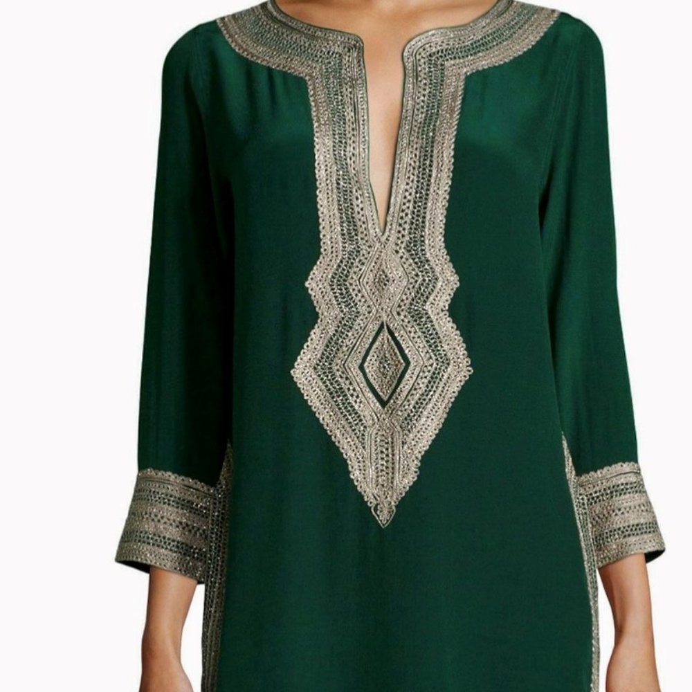 Calypso St Barth "Sythia" Chiffon Embroidered Tunic - Size Large